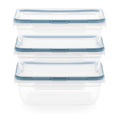 Snapware Total Solution 6-Pc Plastic Food Storage Containers Set with Lids, 8.5-Cup Rectangle Meal Prep Container, Non-Toxic, BPA-Free with 4 Locking Tabs, Microwave, Dishwasher, and Freezer Safe
