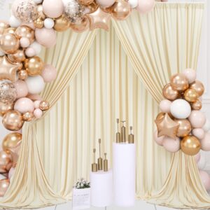 10ftx10ft champagne wrinkle-free backdrop drapes, champagne polyester background curtains backdrop decorations for wedding,baby shower,birthday,stage party supplies