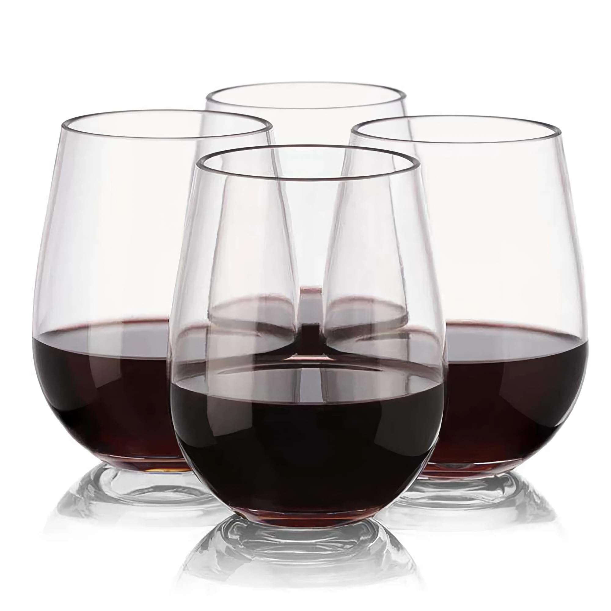 Kaya Elegant Clear Stemless Disposable Plastic Wine Glasses - 16 oz. (16 Pack) - Perfect for Parties, Weddings & Catering