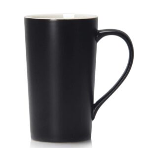 smilatte 20 ounces extra large coffee mug, m007 plain tall big ceramic tea cup with handle for dad men, black