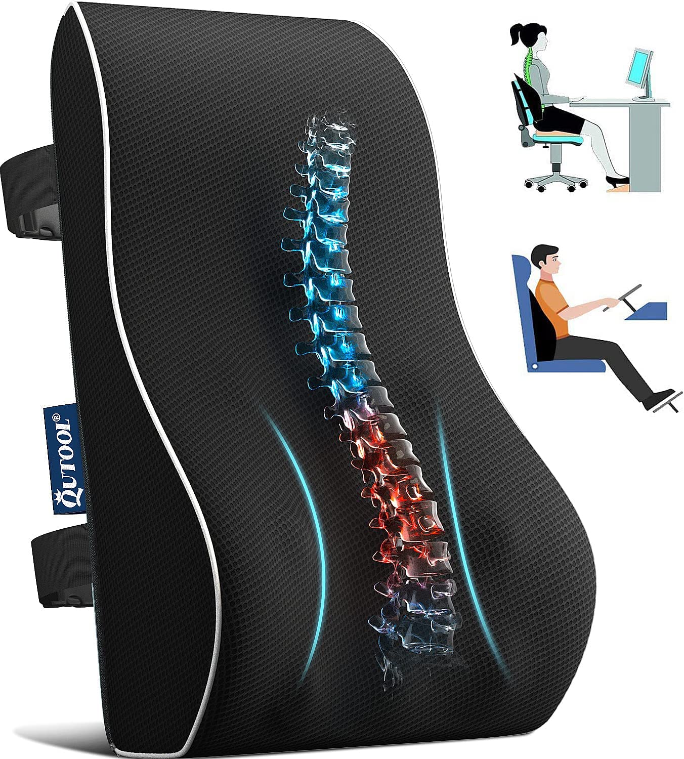 QUTOOL Lumbar Support Pillow & Foot Rest