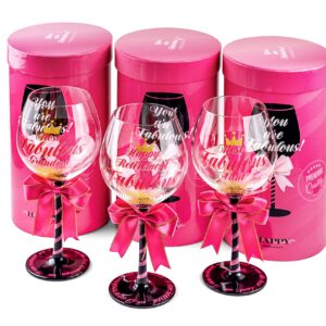 Happy Retirement Party Wine Glass for Women | Fun Gift Idea for Retired Female Coworker, Colleague, Best Friend, Mom, Teacher, Doctor, Boss | Funny 23 oz Cocktail Glass Present for Woman