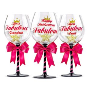 Happy Retirement Party Wine Glass for Women | Fun Gift Idea for Retired Female Coworker, Colleague, Best Friend, Mom, Teacher, Doctor, Boss | Funny 23 oz Cocktail Glass Present for Woman