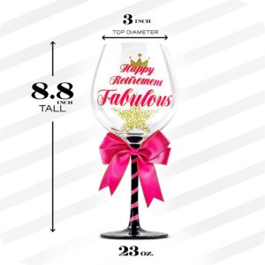 Happy Retirement Party Wine Glass for Women | Fun Gift Idea for Retired Female Coworker, Colleague, Best Friend, Mom, Teacher, Doctor, Boss | Funny 23 oz Cocktail Glass Present for Woman