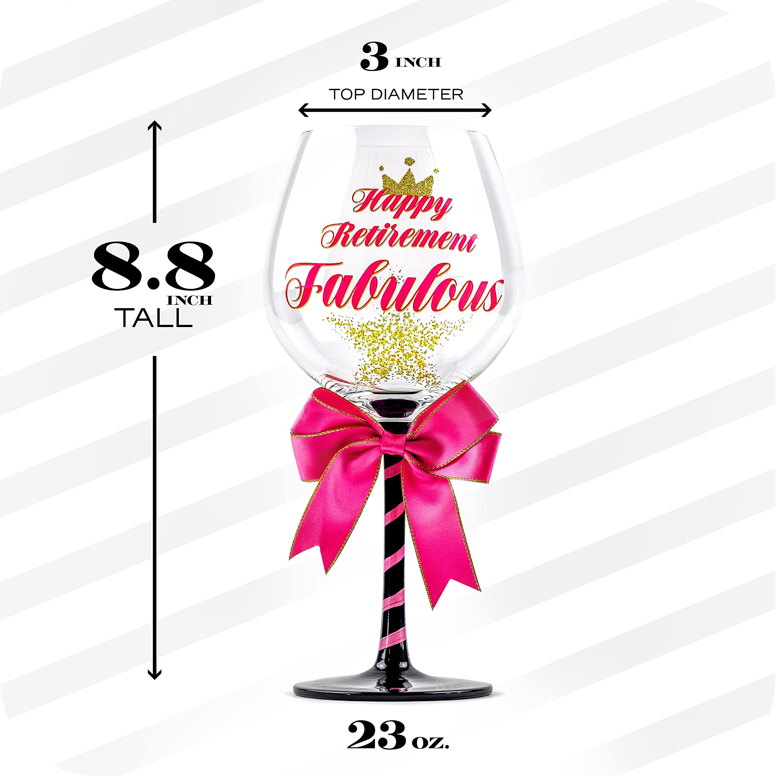 Happy Retirement Party Wine Glass for Women | Fun Gift Idea for Retired Female Coworker, Colleague, Best Friend, Mom, Teacher, Doctor, Boss | Funny 23 oz Cocktail Glass Present for Woman