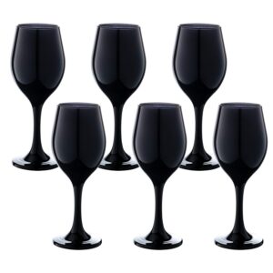 vikko décor black wine glasses: 11 oz fancy wine glasses with stem for red and white wine- thick and durable wine glass- dishwasher safe - great for wine tasting- set of 6 decorative goblets
