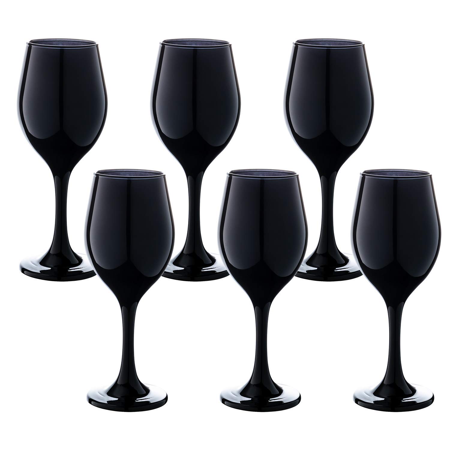 Vikko Décor Black Wine Glasses: 11 Oz Fancy Wine Glasses With Stem For Red And White Wine- Thick And Durable Wine Glass- Dishwasher Safe - Great For Wine Tasting- Set Of 6 Decorative Goblets