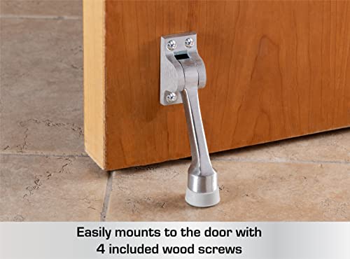 BRINKS Commercial - 4" Kick-Down Door Stop, Satin Chrome Finish - Non-Obtrusive Option to Protect Your Door and Walls