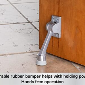 BRINKS Commercial - 4" Kick-Down Door Stop, Satin Chrome Finish - Non-Obtrusive Option to Protect Your Door and Walls