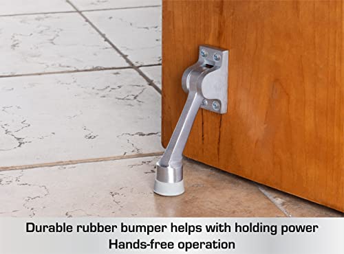 BRINKS Commercial - 4" Kick-Down Door Stop, Satin Chrome Finish - Non-Obtrusive Option to Protect Your Door and Walls