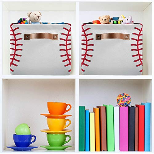 SEULIFE Abstract Baseball Sport Pattern Foldable Storage Basket, Large Collapsible Organizer Storage Bin Cube Toys Storage Boxes with Handles for Bathroom Kids Nursery Closet Storage, 1 Pack