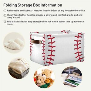 SEULIFE Abstract Baseball Sport Pattern Foldable Storage Basket, Large Collapsible Organizer Storage Bin Cube Toys Storage Boxes with Handles for Bathroom Kids Nursery Closet Storage, 1 Pack