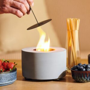 homebuddy table top fire pit bowl - tabletop fire pit, long burning mini fire pit, indoor fireplace for patio - tabletop fireplace - fire bowl with 50pcs. marshmallow sticks and extinguisher gray
