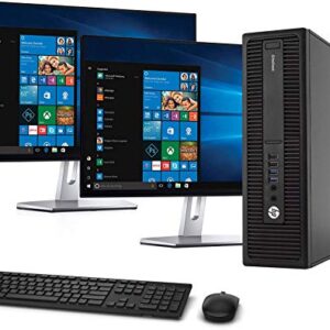 HP 800 G2 SFF Computer Desktop PC, Intel Core i5-6500 3.2GHz Processor, 16GB Ram, 512GB M.2 SSD, Wireless Keyboard & Mouse, WiFi | Bluetooth, HP Dual 23.8 LCD Monitor, Windows 10 Pro (Renewed)