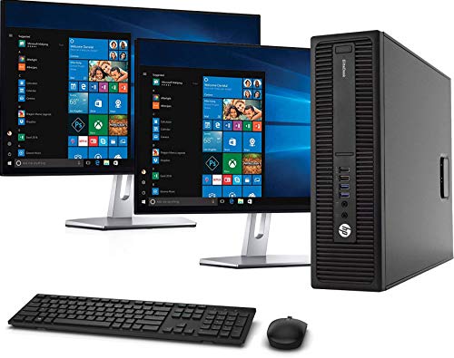 HP 800 G2 SFF Computer Desktop PC, Intel Core i5-6500 3.2GHz Processor, 16GB Ram, 512GB M.2 SSD, Wireless Keyboard & Mouse, WiFi | Bluetooth, HP Dual 23.8 LCD Monitor, Windows 10 Pro (Renewed)