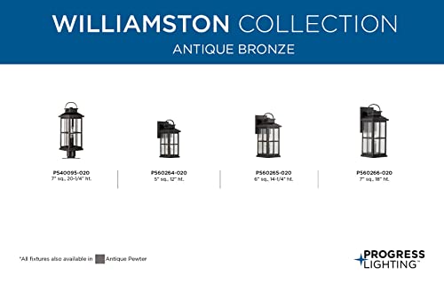 Progress Lighting Williamston Collection 1-Light Clear Glass Antique Bronze Farmhouse Outdoor Small Wall Lantern Light, 12.00x5.00x6.00