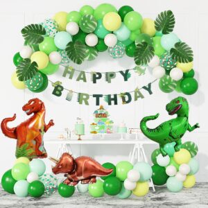 dinosaur birthday party decorations supplies, dinosaur balloons arch garland kit 40" foil dino balloons happy birthday banners cake topper for jungle dinosaur birthday baby shower party for boys kids