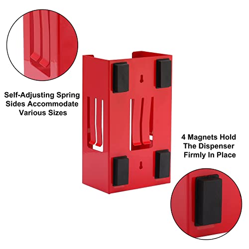 Mayouko Magnetic Glove Dispenser Holder, Red Glove Box Holder Wall Mount for Tissues, Disposal Gloves, Wipes, Tool Cart Accessory, 8LBS