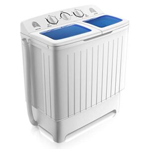 relax4life portable washing machine compact twin tub 17.6 lbs with wash (11 lbs) and spin (6.6 lbs) cycle, time control and drain hose, mini laundry washer for camping, apartments, dorm and rv washer
