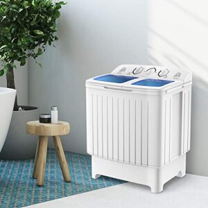 RELAX4LIFE Portable Washing Machine Compact Twin Tub 17.6 lbs with Wash (11 lbs) and Spin (6.6 lbs) Cycle, Time Control and Drain Hose, Mini Laundry Washer for Camping, Apartments, Dorm and RV Washer