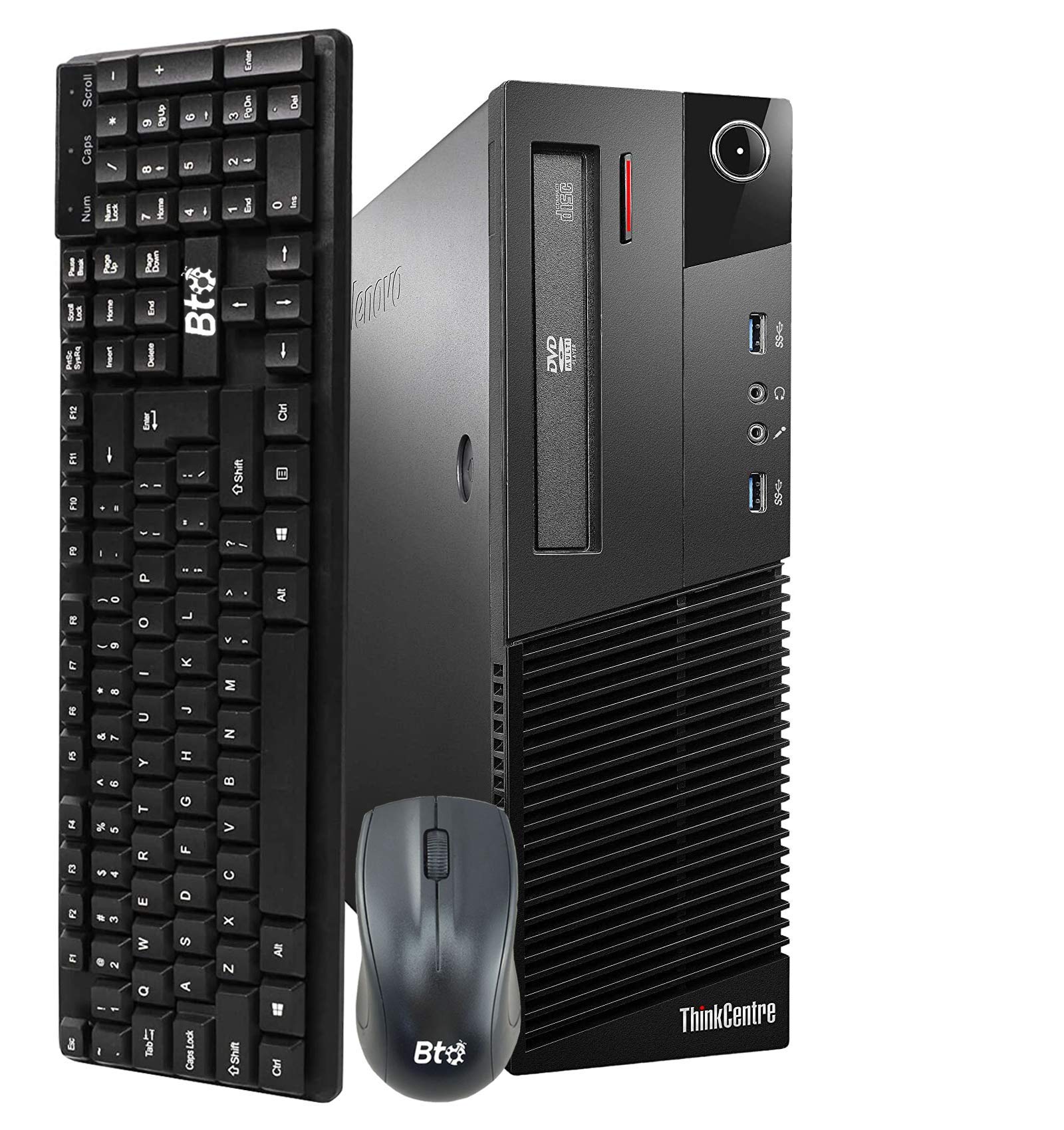 Lenovo ThinkCentre M93P SFF Computer Desktop PC, Intel Core i7 3.4GHz Processor, 16GB Ram, 128GB M.2 SSD, 3TB Hard Drive, Wireless Keyboard & Mouse, WiFi | Bluetooth, Windows 10 Pro (Renewed)