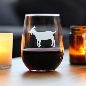 Goat Stemless Wine Glass - Cute Funny Farm Animal Themed Decor and Gifts for Goat Lovers - Large 17 Oz