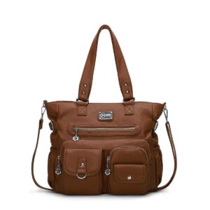kl928 large purses for women shoulder bag tote handbags stylish vegan leather hobo bags ladies (a-brown-2)
