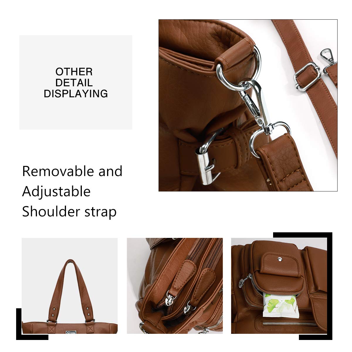 KL928 Large Purses for Women Shoulder Bag Tote Handbags Stylish Vegan Leather Hobo Bags Ladies (A-Brown-2)