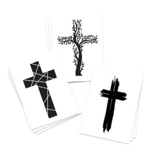 fashiontats modern cross temporary tattoos | 9-pack | skin safe | made in the usa | removable