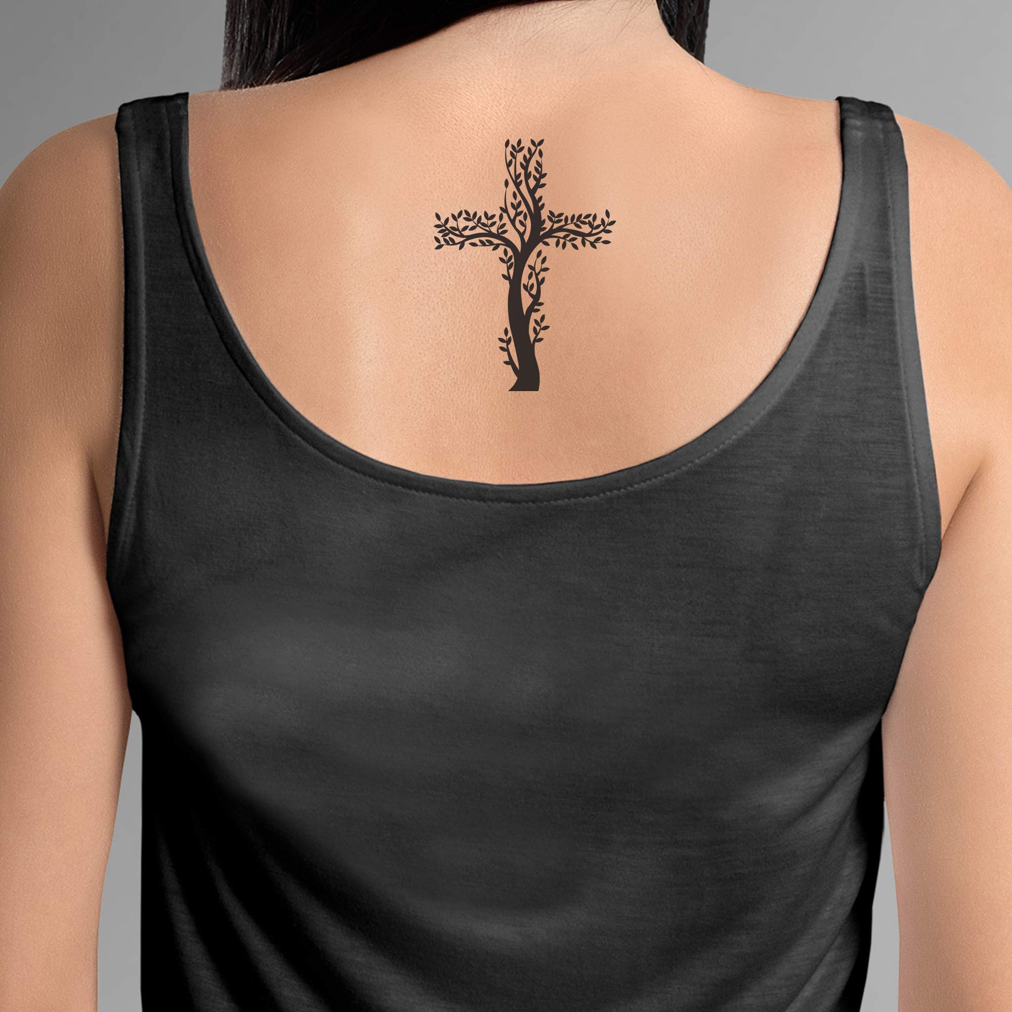 FashionTats Modern Cross Temporary Tattoos | 9-Pack | Skin Safe | MADE IN THE USA | Removable