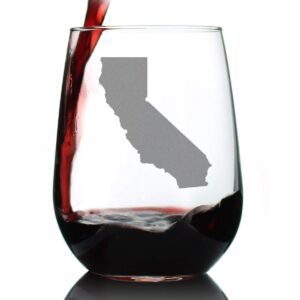 california state outline - stemless wine glass - state themed drinking decor and gifts for californians - large 17 ounce