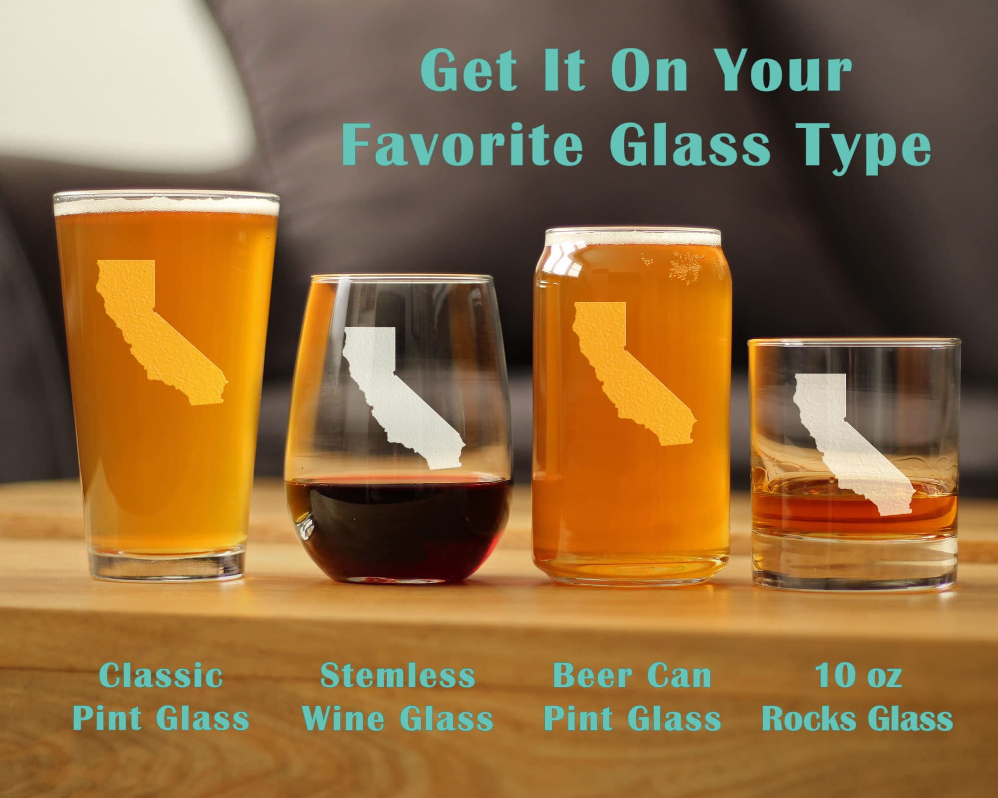 California State Outline - Stemless Wine Glass - State Themed Drinking Decor and Gifts for Californians - Large 17 Ounce