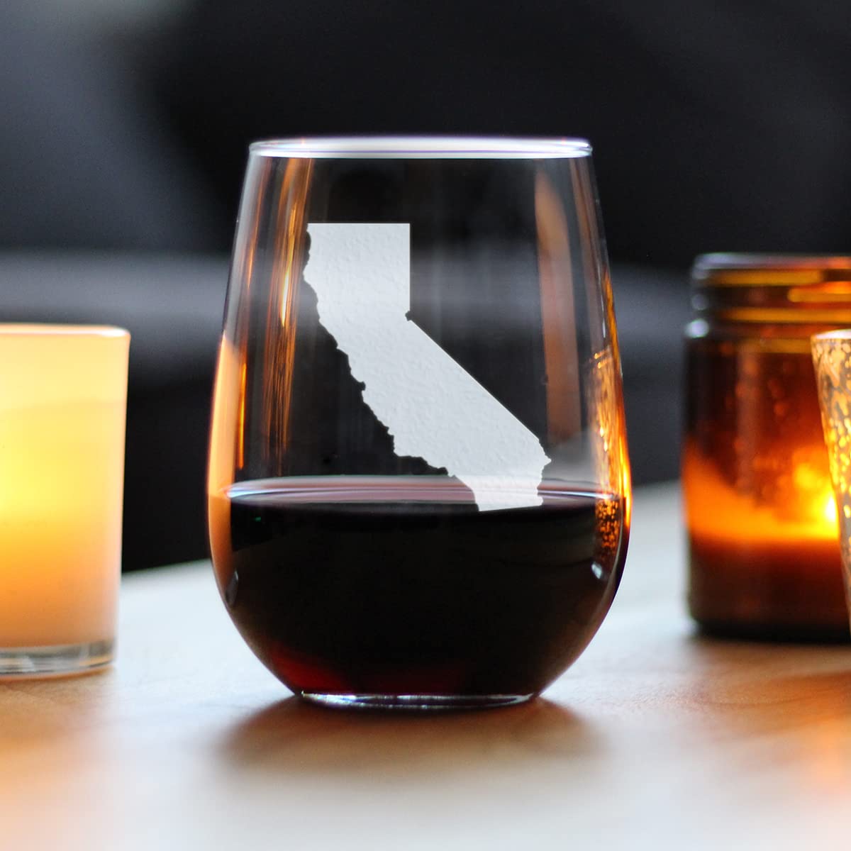 California State Outline - Stemless Wine Glass - State Themed Drinking Decor and Gifts for Californians - Large 17 Ounce