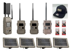 cuddelink cuddeback 1 model g-5109 cellular camera powered by verizon 3 remote l series cameras 4 solar power banks models pw-3600 4 16gb sd cards 1 hunters warehouse hat new
