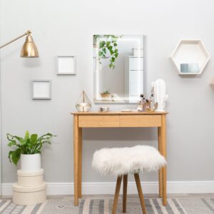 kleankin 32" x 24" LED Bathroom Mirror, Lighted Vanity Mirror, Wall Mounted with Smart Touch Button, Horizontally and Vertically, Waterproof, Plug-in, Silver