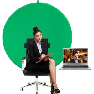 green screen chair, 56in/142cm portable green screen chair, portable webcam background, 4.65ft green background screen portable, chroma key green for video chats, zoom, green screen video backdrop.