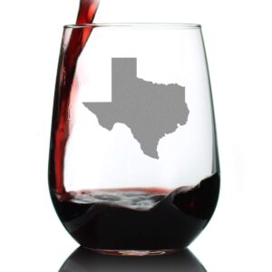 texas state outline - stemless wine glass - state themed drinking decor and gifts for texans - large 17 ounce