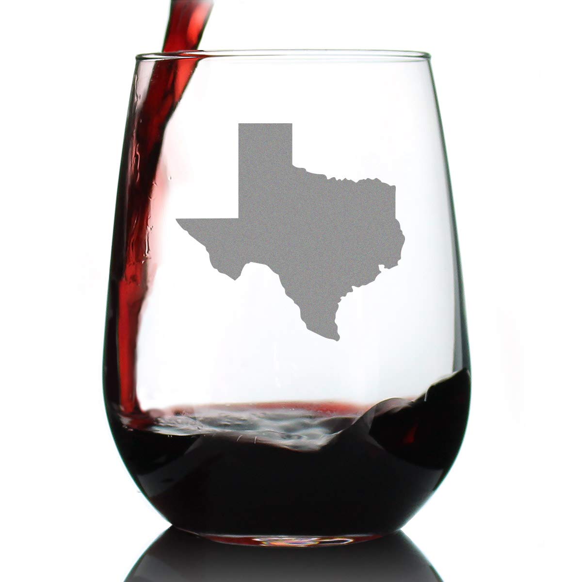 Texas State Outline - Stemless Wine Glass - State Themed Drinking Decor and Gifts for Texans - Large 17 Ounce