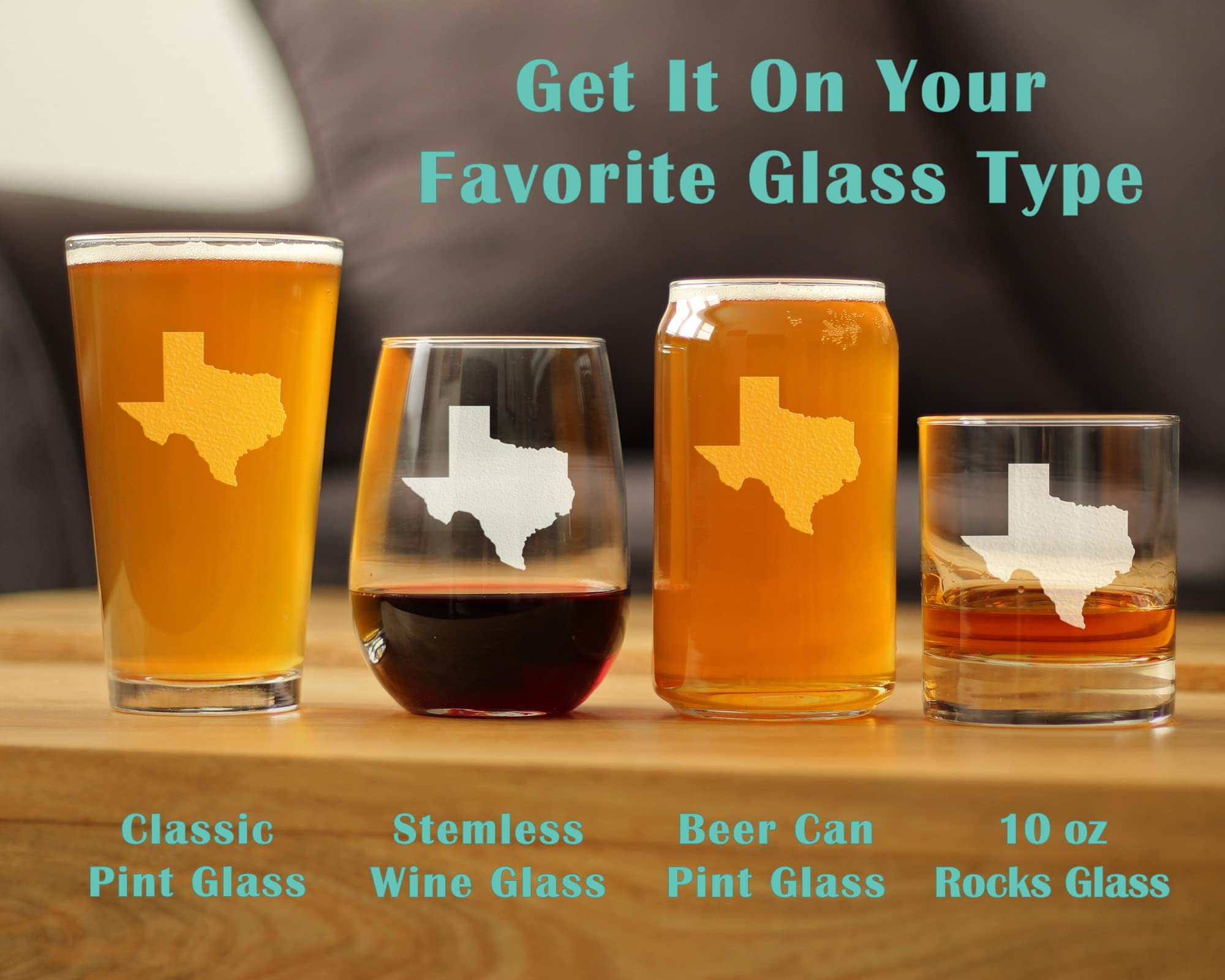 Texas State Outline - Stemless Wine Glass - State Themed Drinking Decor and Gifts for Texans - Large 17 Ounce