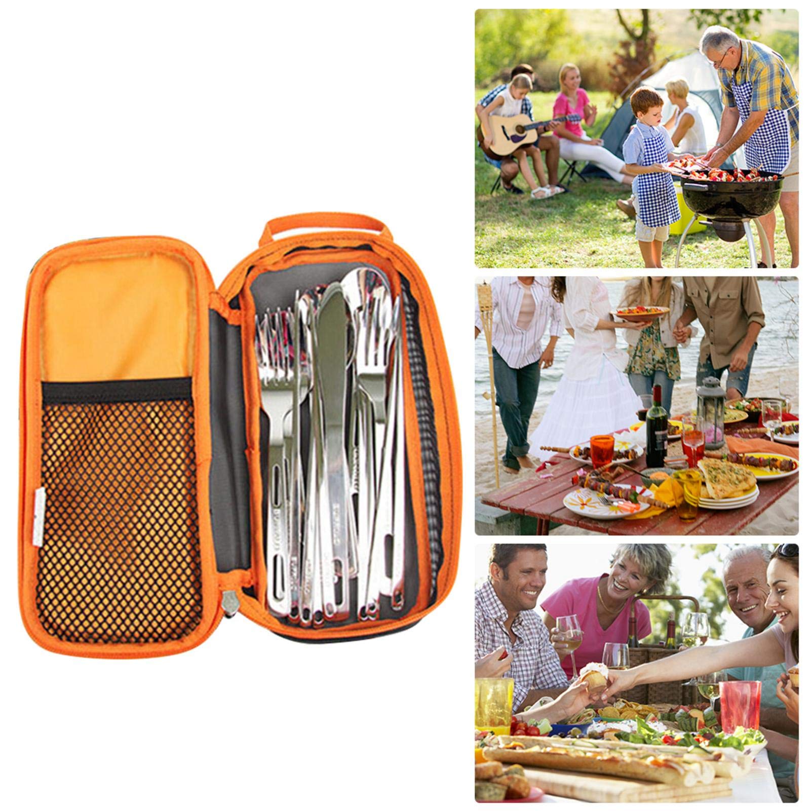 Outdoor Portable Cutlery Storage Case, Travel Tableware Carrying Storage bag, Flatware Organizers for Camping Travel Picnic BBQ Supplies