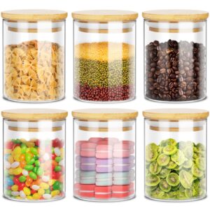 zagupul glass jars for food storage with bamboo lids and labels,16 oz air tight storage containers for pantry, kitchen canisters for herb, sugar, cookie, candy and spices jar(set of 6)