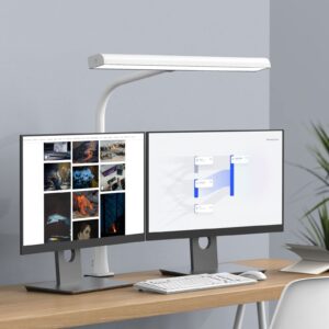 beigaon led desk lamp with clamp, 10w desk lamps for home office, eye-caring computer monitor light, 3 color modes, dimmable & touch control, architect desk light for drawing,workbench-1000lm,white