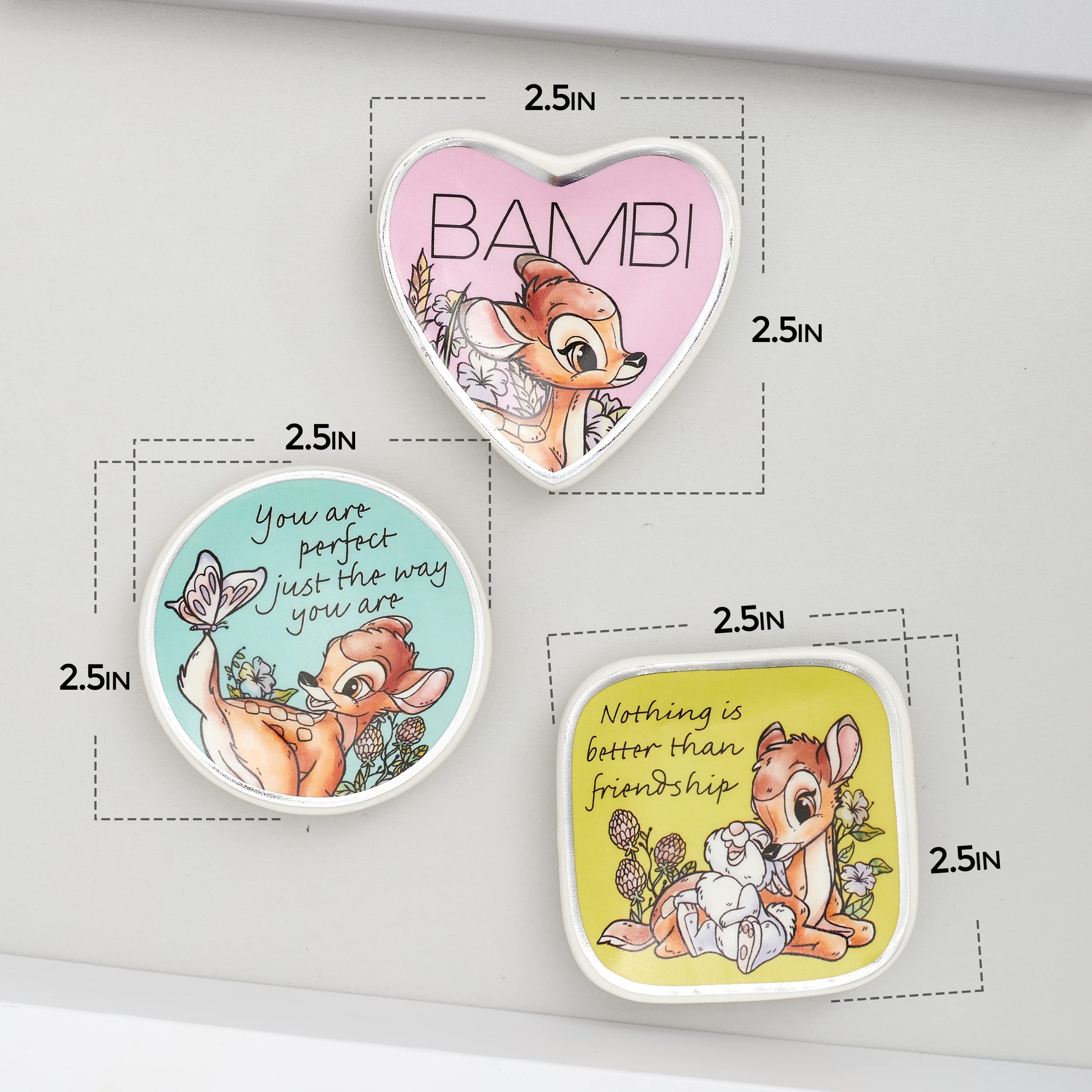 Disney Bambi Trinket Dish Set - Ring Jewelry Tray - Mini Ceramic Trinket Trays, 3-Piece Trinket Dish Gift Set