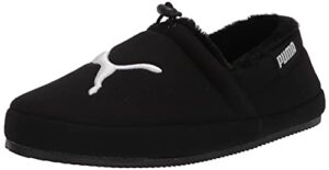 puma men's tuff moccasin slipper, black whit, 9