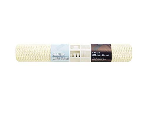 12 in x 60 in Gray Non-Slip Shelf Liner Non Adhesive (Off-White)