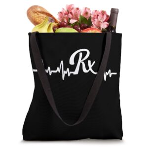 Rx Pharmacist Pharmacy Prescription Symbol EKG ECG Heartbeat Tote Bag