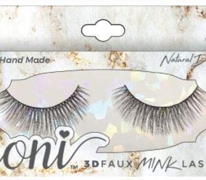 ioni 3D Faux Mink False Lashes Medium Light Thickness Natural Eye Makeup 1 Pair Handmade (Black- Natural Doll Medium)