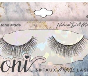 ioni 3D Faux Mink False Lashes Medium Light Thickness Natural Eye Makeup 1 Pair Handmade (Black- Natural Doll Medium)