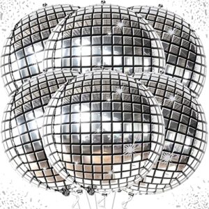 KatchOn, Silver Disco Ball Balloons Decorations - 22 Inch, Pack of 6 | 4D Sphere Disco Balloons for Disco Party Decorations | 70s Party Decorations, Disco Decorations | Mamma Mia Party Decorations