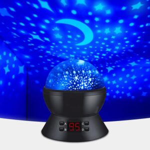 dstana star projector night lights for kids, starry night light with timer, 360 degree moon star ceiling lamp for baby bedroom decor, birthday gifts toy for 3 to 12 year old girls boys